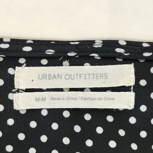 Urban Outfitters Polka Dot Faux Wrap Blouse Women's Medium Cropped Surplice - Picture 9 of 11